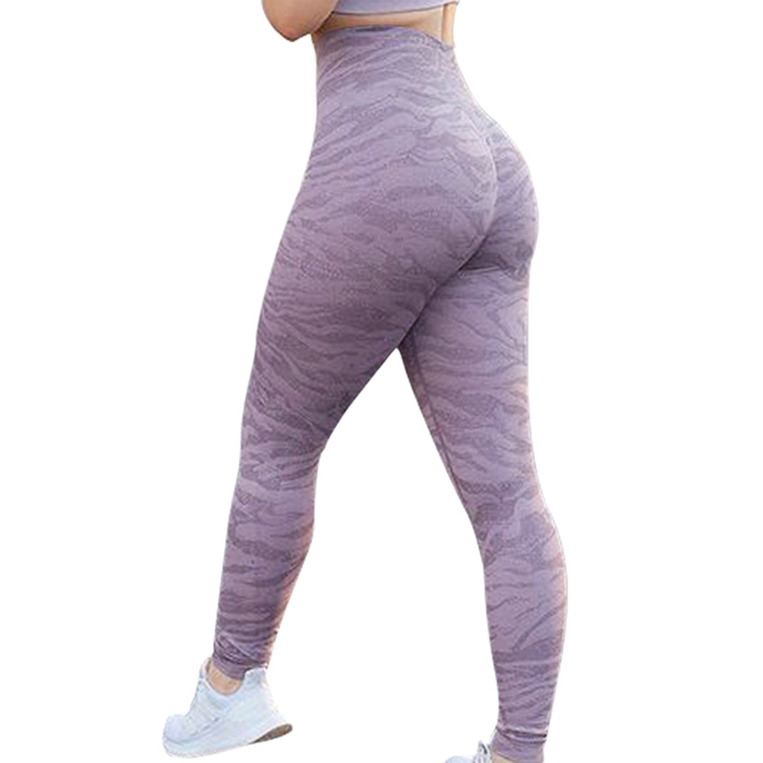 Purple scrunch leggings – high waistband and peach-lift effect for daily fitness routines