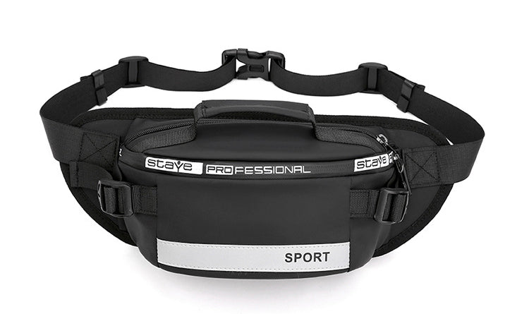 Reflective waist bag showing storage for bottle and essentials – perfect for running or outdoor activities