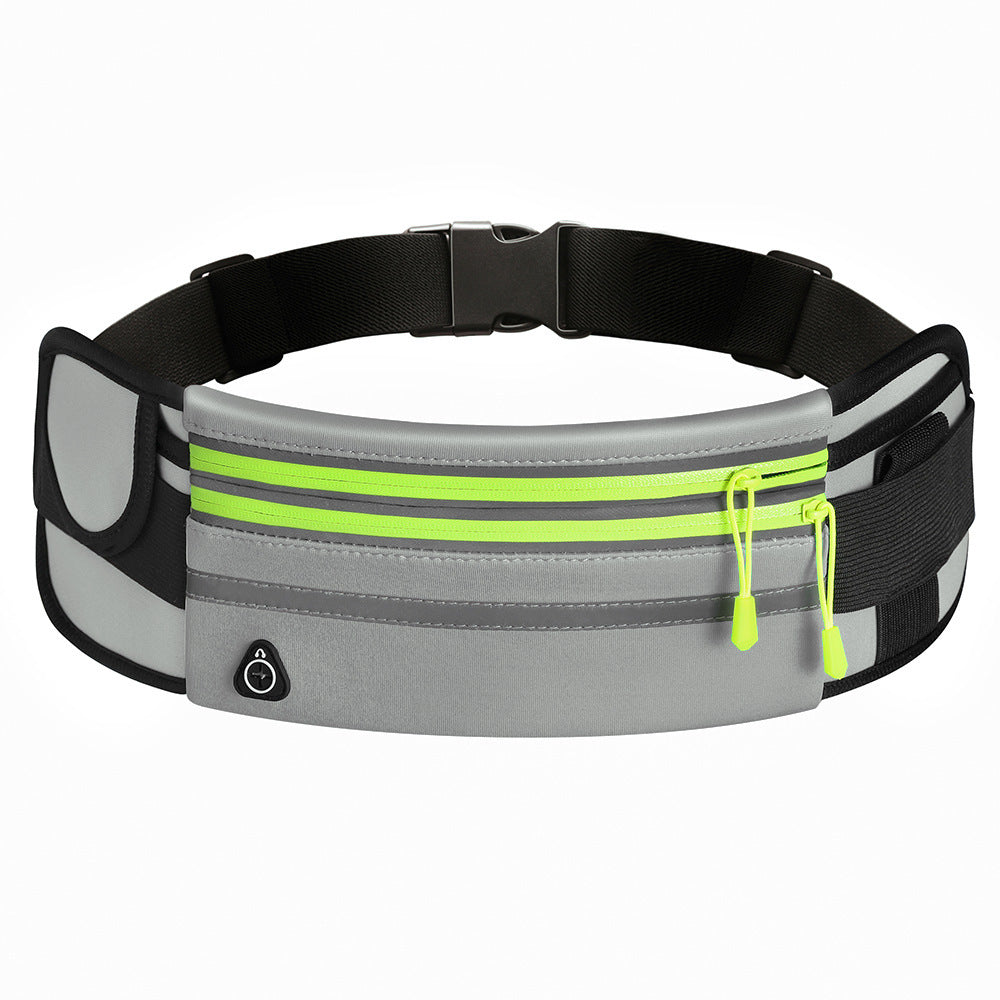 Grey reflective double zipper fanny pack – waterproof, lightweight and perfect for outdoor sport