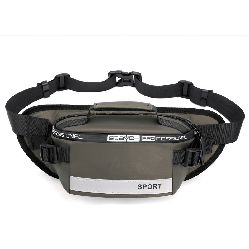 Gray reflective running waist bag – minimalist design with waterproof protection for outdoor workouts